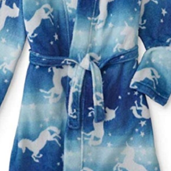 Joe Boxer Girls' Blue Unicorn Plush Fleece Robe - XS, New - Picture 3 of 5